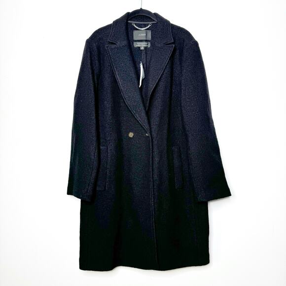 J.Crew Daphne Topcoat in Italian Boiled Wool Classic Black Long Coat Size 16 - Picture 2 of 10